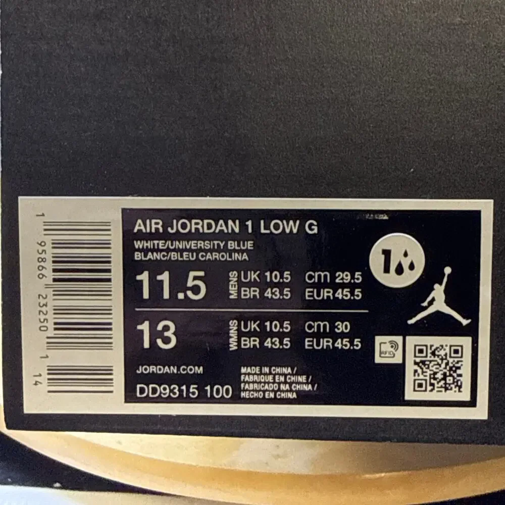 Nike Air Jordan 1 Low Golf UNC Blue White DD9315-100 Men's 11.5 NEW Rare